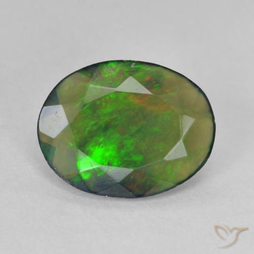 1.35ct 天然 マルチカラー ブラックオパール, 楕円形, 半透明
