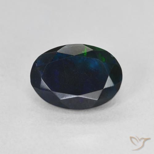 0.97ct 天然 マルチカラー ブラックオパール, 楕円形, 半透明