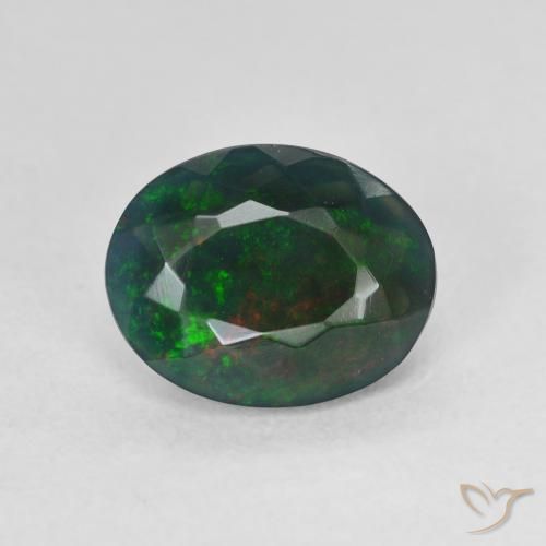 1.54ct 天然 マルチカラー ブラックオパール, 楕円形, 半透明