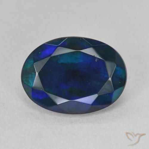 1.80ct 天然 マルチカラー ブラックオパール, 楕円形, 半透明