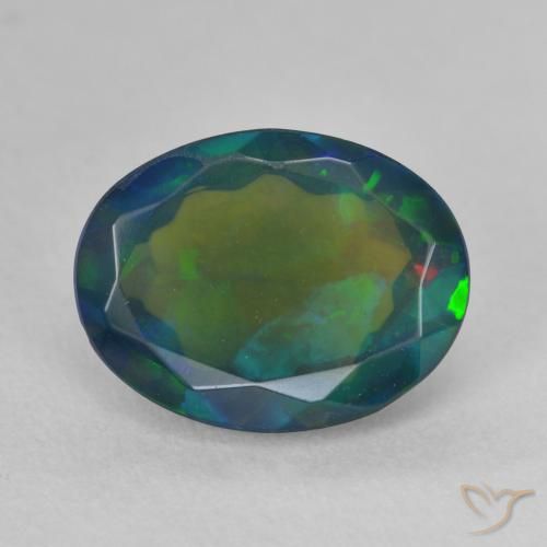 2.30ct 天然 マルチカラー ブラックオパール, 楕円形, 半透明