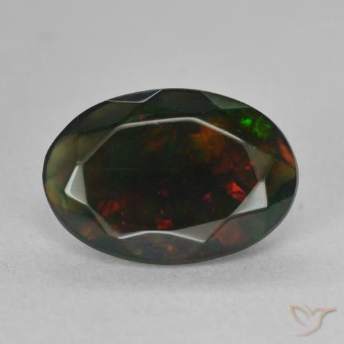 1.44ct 天然 マルチカラー ブラックオパール, 楕円形, 半透明