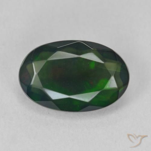 1.52ct 天然 マルチカラー ブラックオパール, 楕円形, 半透明