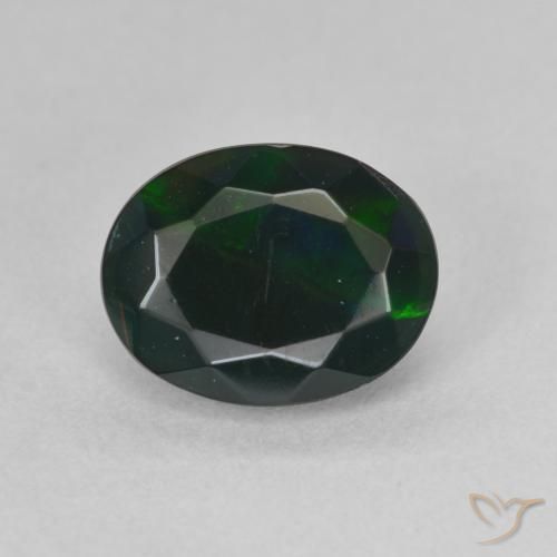 1.17ct 天然 マルチカラー ブラックオパール, 楕円形, 半透明