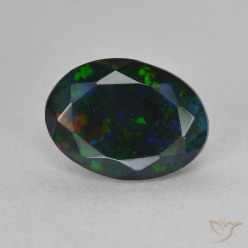 1.18ct 天然 マルチカラー ブラックオパール, 楕円形, 半透明