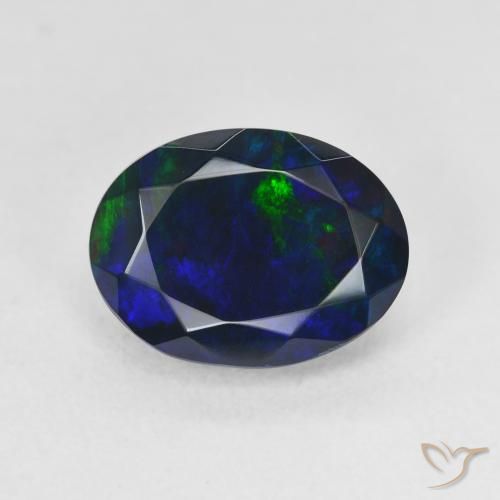 2.18ct 天然 マルチカラー ブラックオパール, 楕円形, 半透明