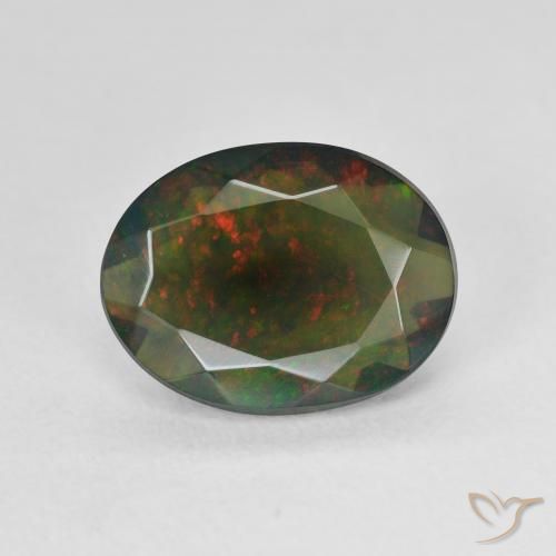 2.07ct 天然 マルチカラー ブラックオパール, 楕円形, 半透明