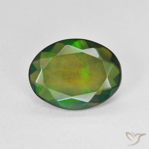1.90ct 天然 マルチカラー ブラックオパール, 楕円形, 半透明