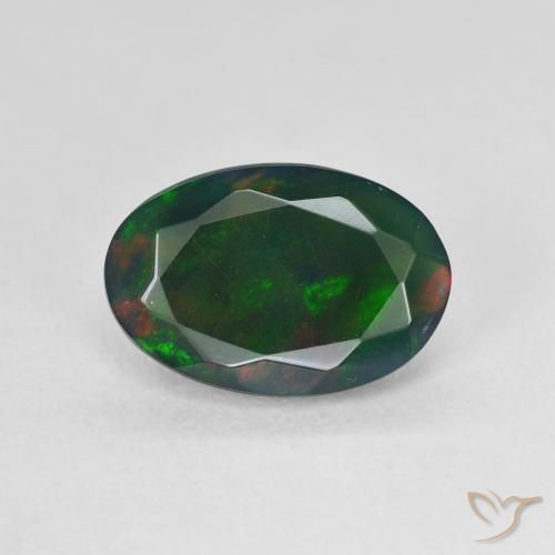 1.66ct 天然 マルチカラー ブラックオパール, 楕円形, 半透明