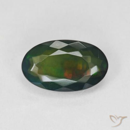 2.10ct 天然 マルチカラー ブラックオパール, 楕円形, 半透明