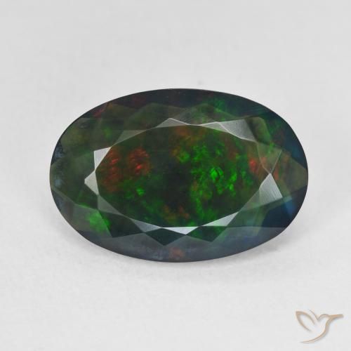 3.76ct 天然 マルチカラー ブラックオパール, 楕円形, 半透明