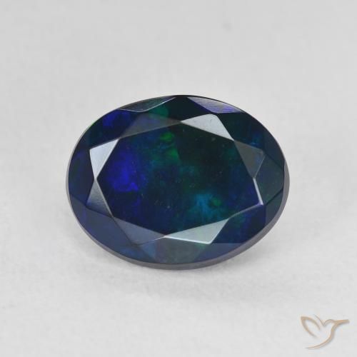 1.66ct 天然 マルチカラー ブラックオパール, 楕円形, 半透明
