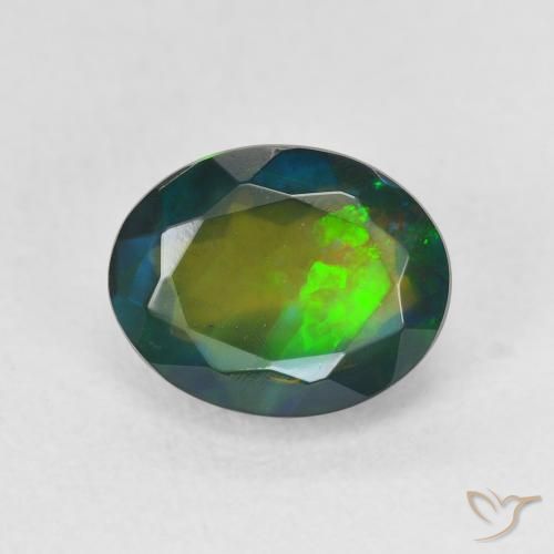 1.60ct 天然 マルチカラー ブラックオパール, 楕円形, 半透明