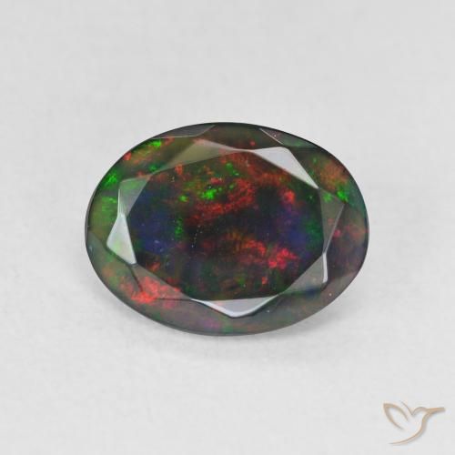1.16ct 天然 マルチカラー ブラックオパール, 楕円形, 半透明