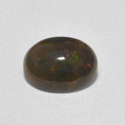 0.84ct 天然 マルチカラー ブラックオパール, 楕円形, オペーク