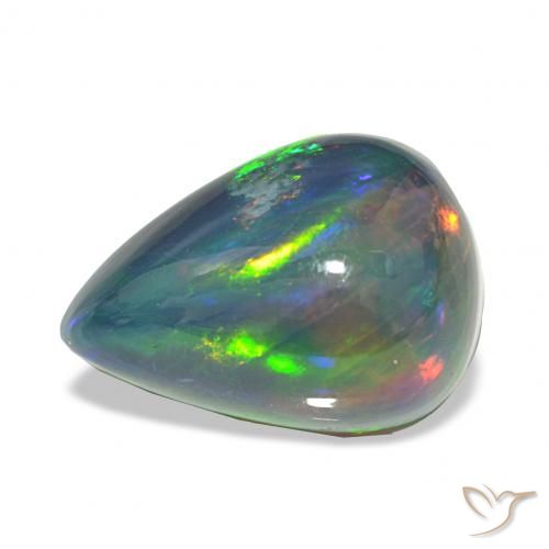 7.46ct マルチカラー ブラックオパール, 洋梨の形, オペーク