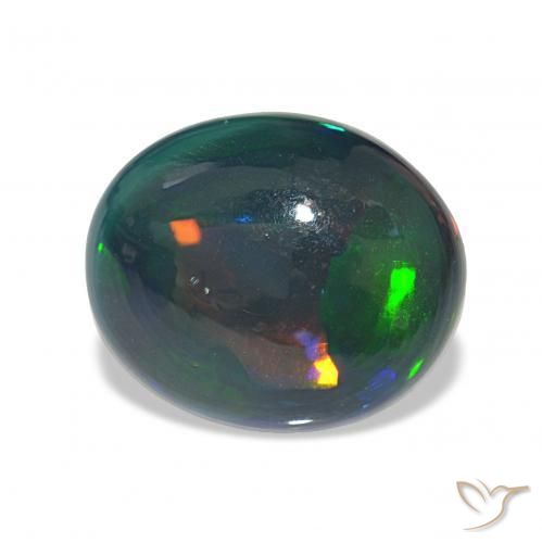 8.10カラットの天然マルチカラーブラックオパール、オーバルカット、オペーク