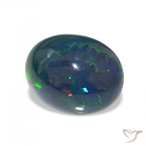 4.03カラットの天然マルチカラーブラックオパール、オーバルカット、オペーク