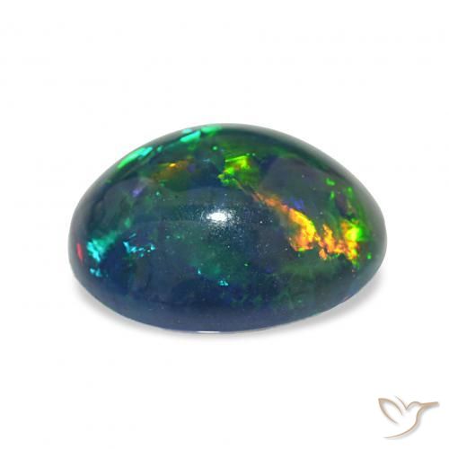 4.03カラットの天然マルチカラーブラックオパール、オーバルカット、オペーク