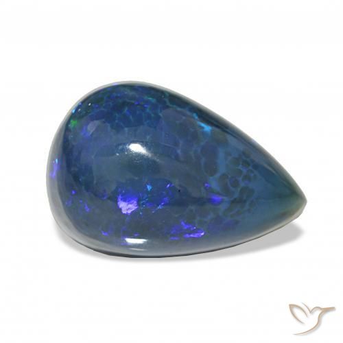 9.45カラットの天然マルチカラーブラックオパール、洋梨の形、オペーク