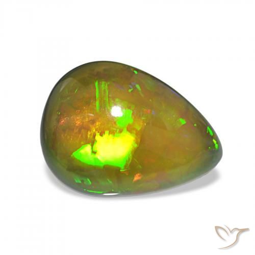 6.70カラットの天然マルチカラーブラックオパール、洋梨の形、オペーク