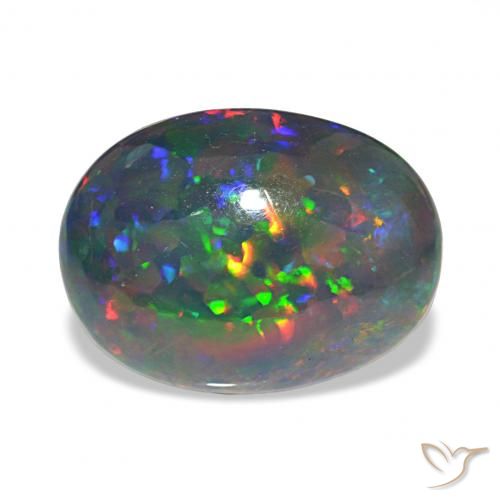 7.80ct マルチカラー ブラックオパール, 楕円形, オペーク