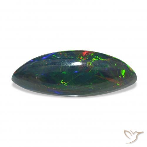 11.33カラットの天然マルチカラーブラックオパール、マーキーズ、オペーク
