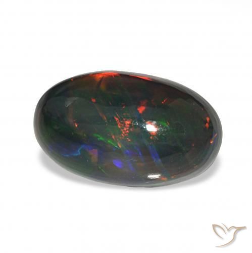4.80カラットの天然マルチカラーブラックオパール、オーバルカット、オペーク