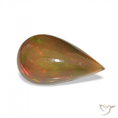 4.12カラットの天然マルチカラーブラックオパール、洋梨の形、オペーク