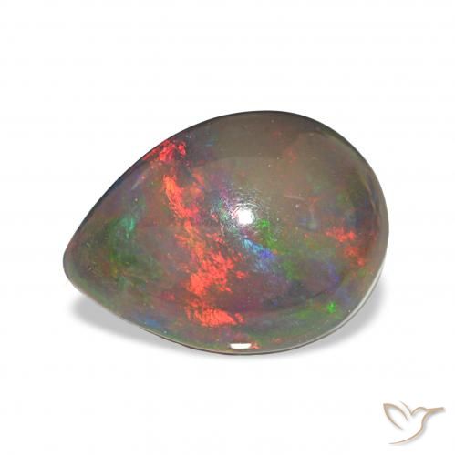 2.65ct マルチカラー ブラックオパール, 洋梨の形, オペーク