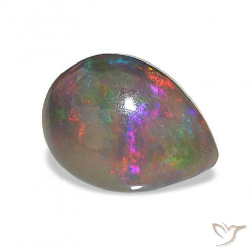 2.65カラットの天然マルチカラーブラックオパール、洋梨の形、オペーク