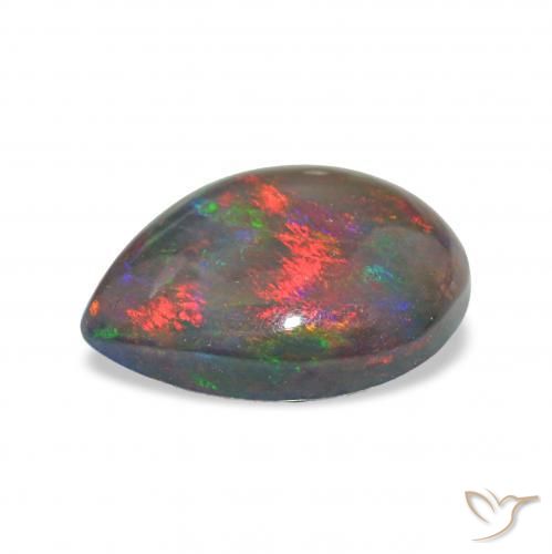 2.65カラットの天然マルチカラーブラックオパール、洋梨の形、オペーク