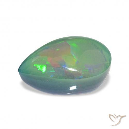 4.97カラットの天然マルチカラーブラックオパール、洋梨の形、オペーク