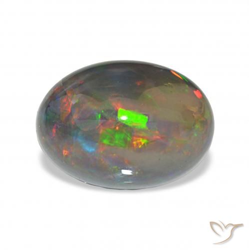 3.96ct マルチカラー ブラックオパール, 楕円形, オペーク