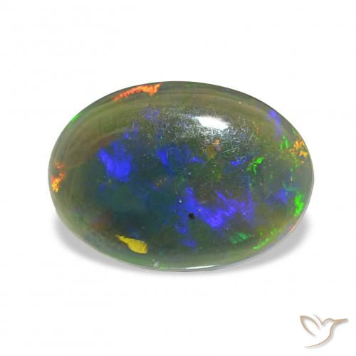 1.61ct マルチカラー ブラックオパール, 楕円形, オペーク