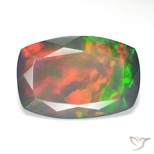 5.06ct マルチカラー ブラックオパール, クッション, オペーク