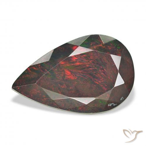 3.10ct マルチカラー ブラックオパール, 洋梨の形, オペーク
