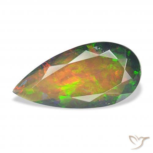 2.45ct マルチカラー ブラックオパール, 洋梨の形, オペーク