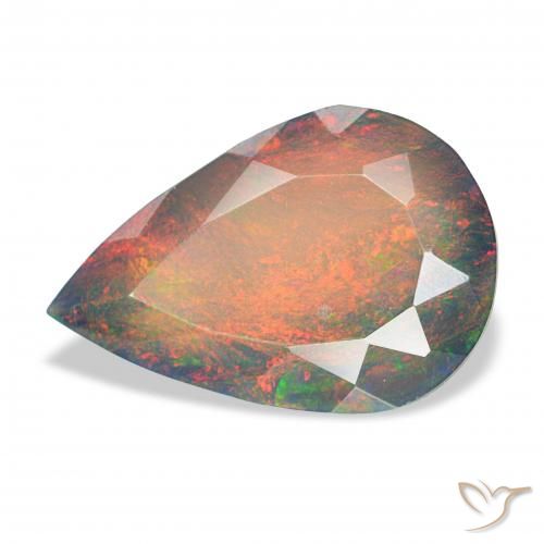 2.89ct マルチカラー ブラックオパール, 洋梨の形, オペーク