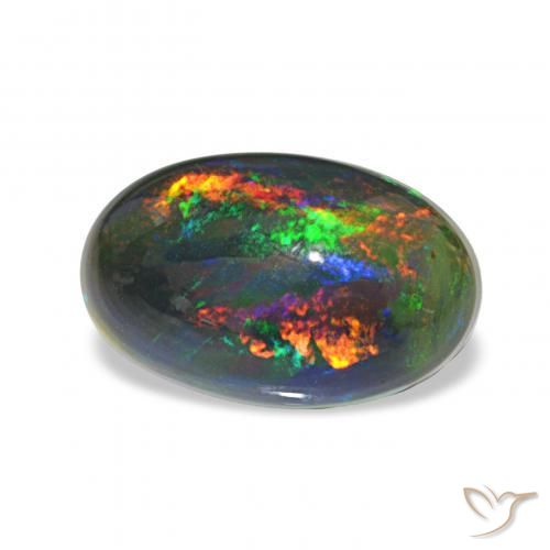 2.13カラットの天然マルチカラーブラックオパール、オーバルカット、オペーク