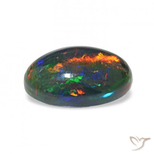 2.13カラットの天然マルチカラーブラックオパール、オーバルカット、オペーク