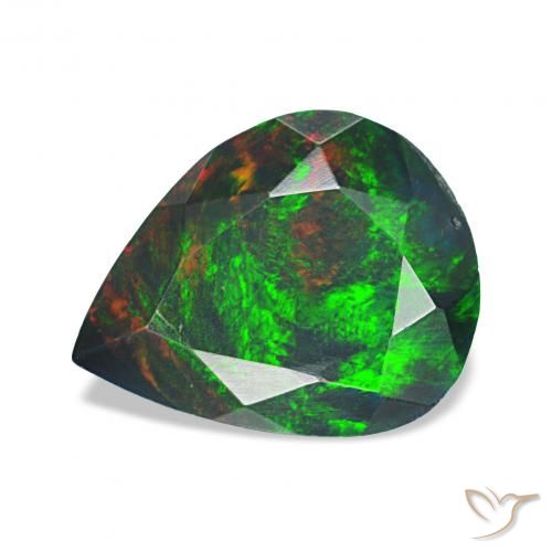 1.13ct マルチカラー ブラックオパール, 洋梨の形, オペーク