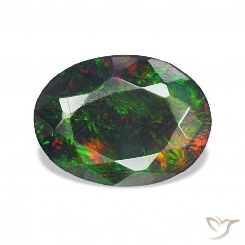 1.60ct マルチカラー ブラックオパール, 楕円形, オペーク