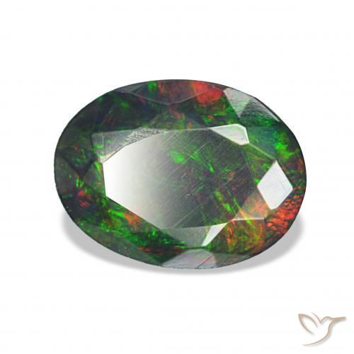 1.60カラットの天然マルチカラーブラックオパール、オーバルカット、オペーク