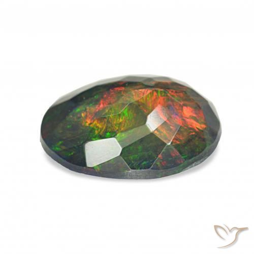 1.60カラットの天然マルチカラーブラックオパール、オーバルカット、オペーク