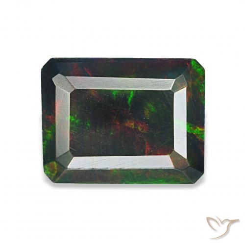 1.12ct マルチカラー ブラックオパール, エメラルドカット, オペーク