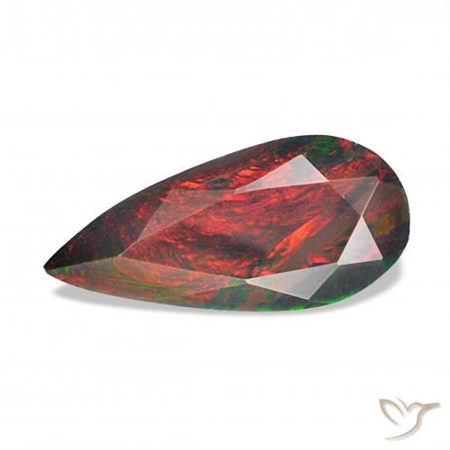 1.24ct マルチカラー ブラックオパール, 洋梨の形, オペーク