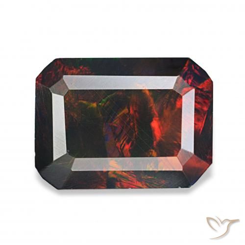 1.24ct マルチカラー ブラックオパール, エメラルドカット, オペーク