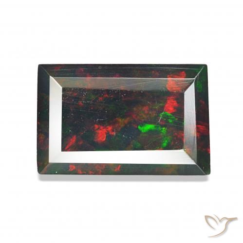 1.30カラットの天然マルチカラーブラックオパール、バゲット、オペーク