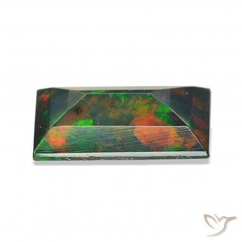 1.30カラットの天然マルチカラーブラックオパール、バゲット、オペーク